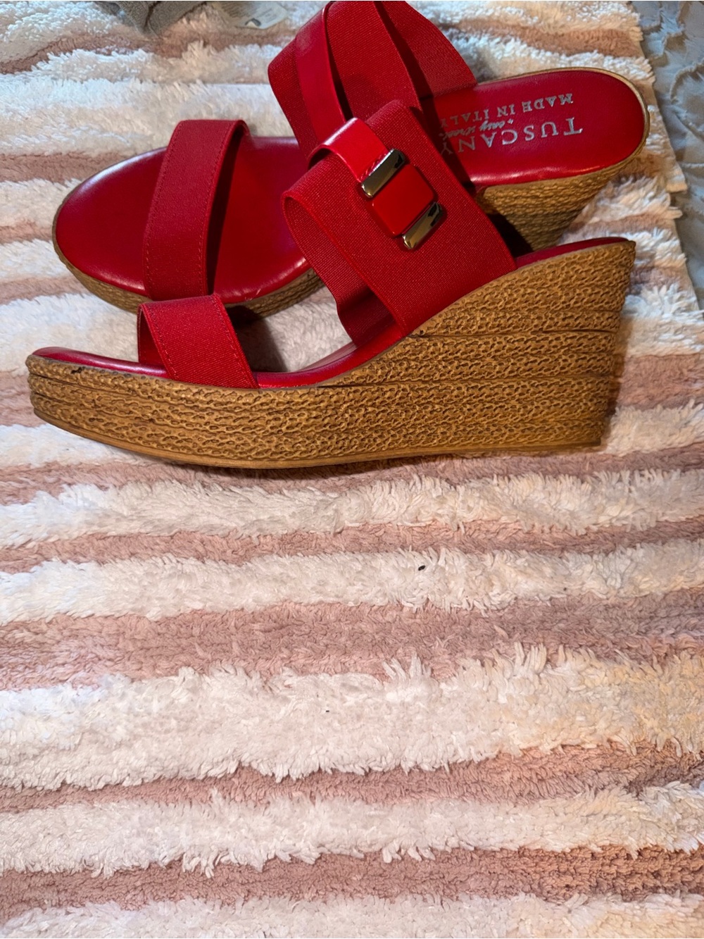 Tuscany Red Wedge Sandals -
